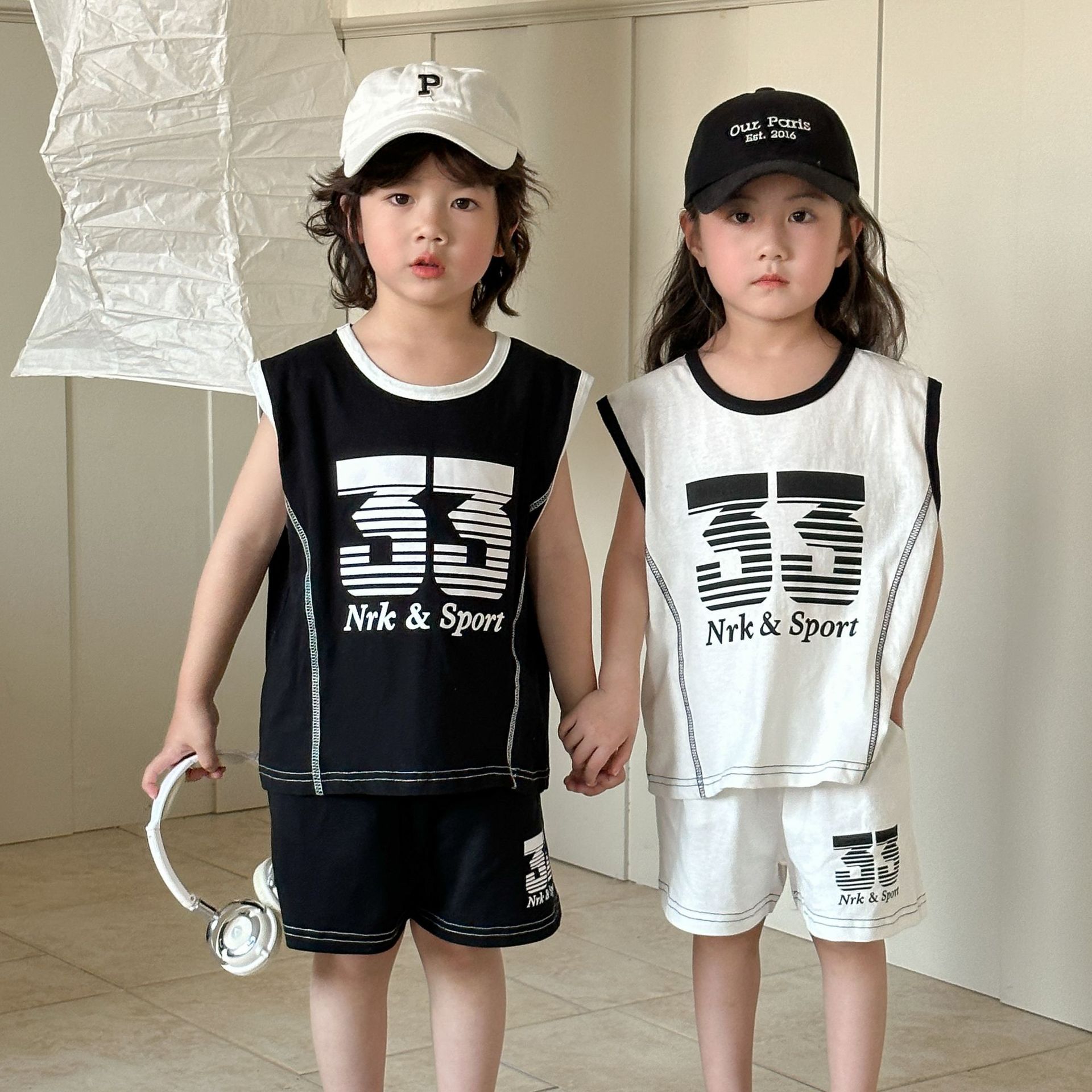 Children's Summer Sports Suit Girls' Pure Cotton Loose-Fitting 2026 New Korean Style Boys' Casual Vest Baby Clothes