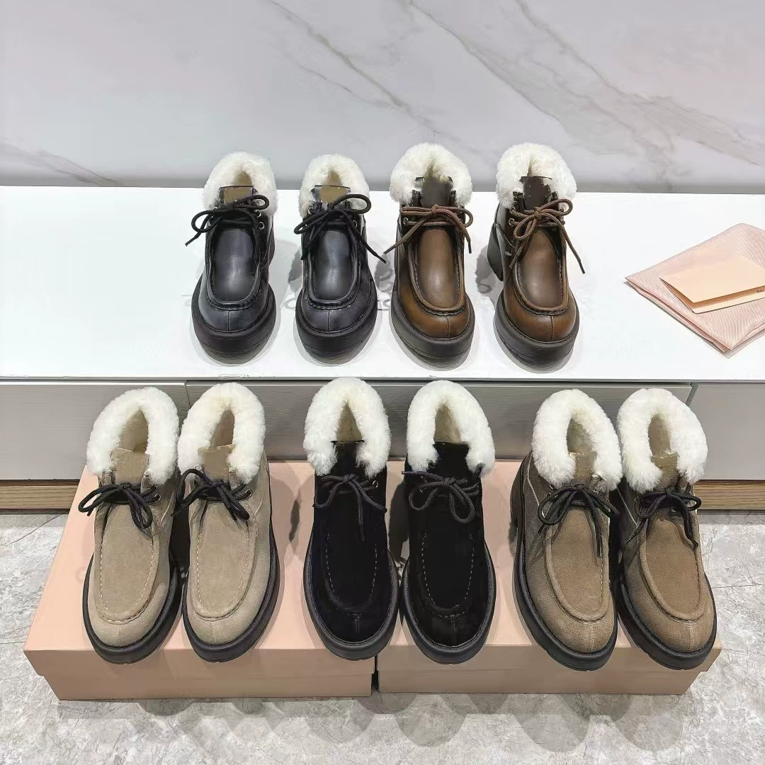 Высокое качество ретро кожаные круглые шерстяные короткие сапоги женские толстые подошвы увеличены маленькие кожаные туфли плюс бархатные женские сапоги