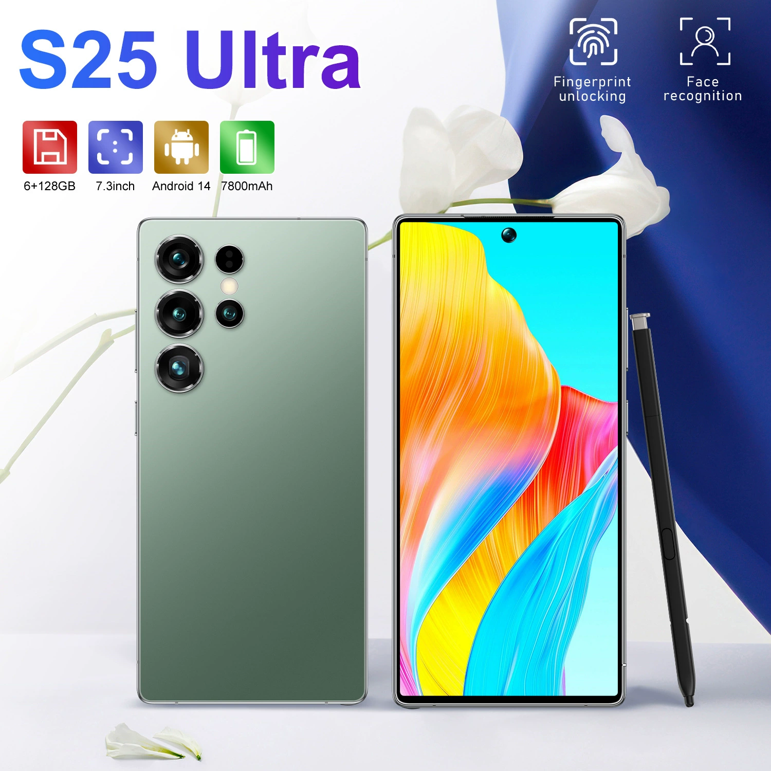Smartphone S25 Ultra, Android 4G, large camera, wide display, multiple colors