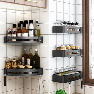 Kitchen Storage Rack Triangular Storage Wall-mounted Non-perforated Seasoning Multi-layer Shelf Corner Wall Corner Hanging