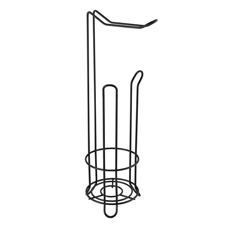 Exportación Amazon Iron Art Colmillo de papel de tierra vertical Soporte de rollo de papel para baño doméstico Estante de piso de metal