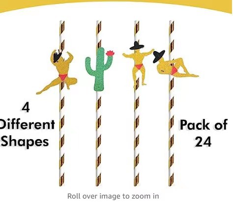 Paja de papel de la tarjeta del Festival Mexicano desechable degradable pastel de postre bar decoración del partido paja