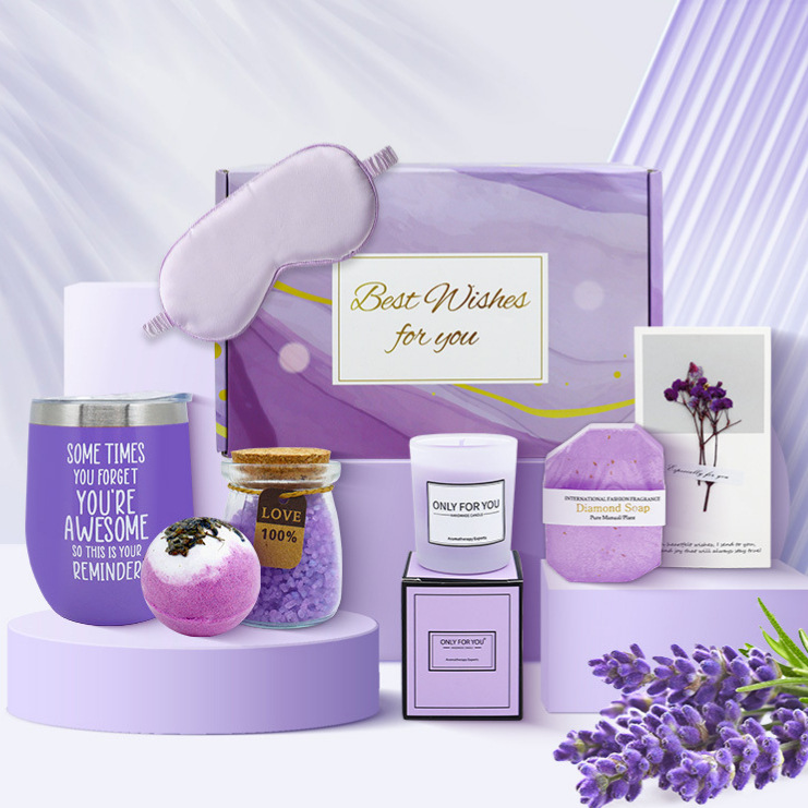 Conjunto de regalos transfronterizos lavanda púrpura set de regalos para el cuidado personal del día de San Valentín baño caja de regalos