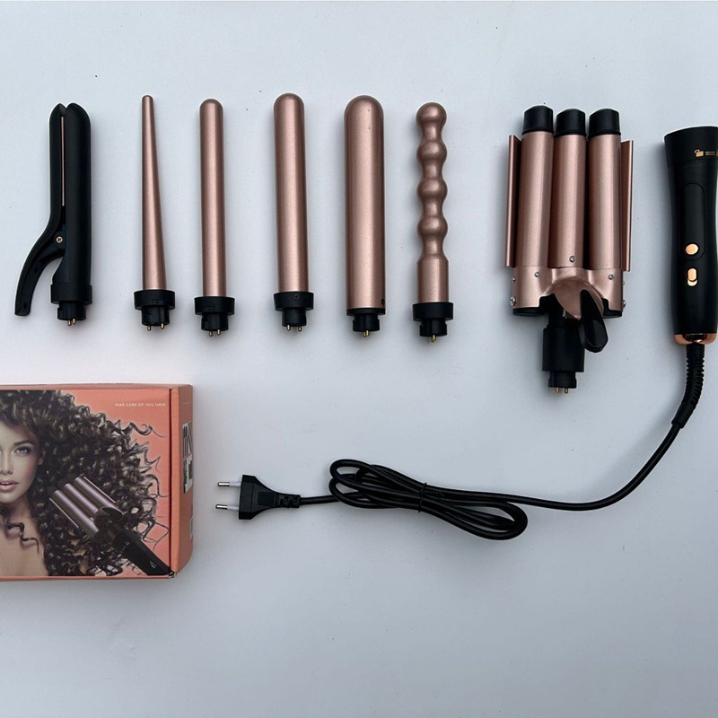 Cross-Border Multifunctional Head-Changing Curling Iron 7 in 1 Lcd Display Multi-Head Curling Iron with Large Wave and Fast Heating
