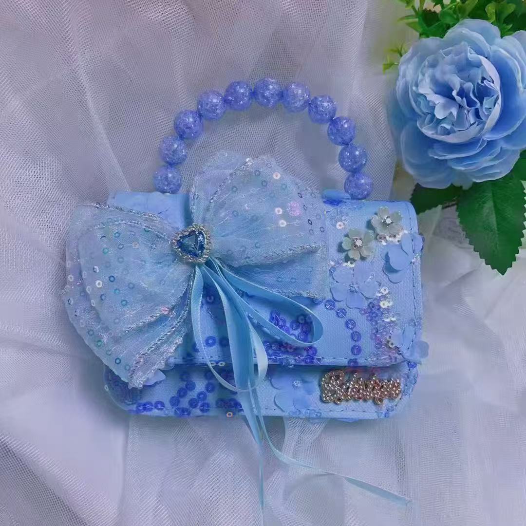 Bolso de perlas, bolso de arco, bolso de princesa Melody, bolso de Año Nuevo, bolso de hombro cuadrado de cadena de niña roja