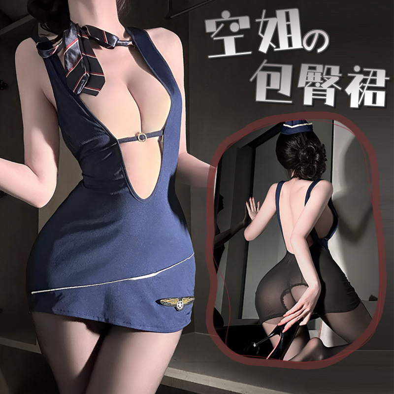 Sexy Lingerie, Sexy Stewardess Hip Skirt, Temptation Pajamas Suit, Uniform, Pure Desire, No Need to Take Off, Abstinence Qqny Wholesale