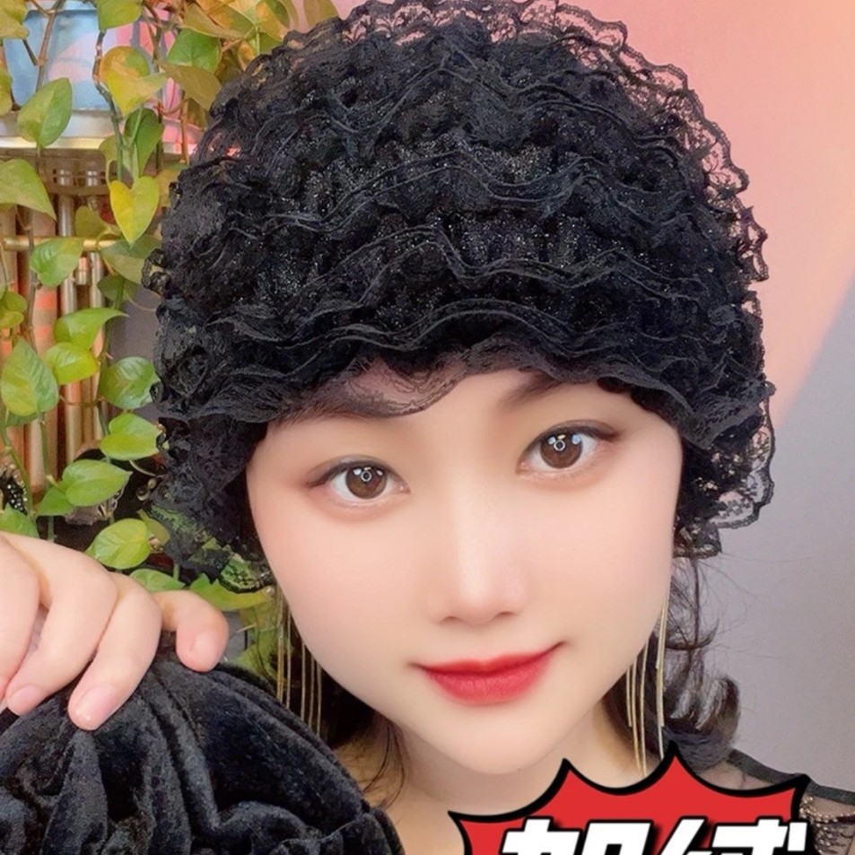새로운 스타일에 벨벳과 두꺼워진 미용사 탄력 있는 레이스 캡을 더해 흰머리를 덮고 부러진 머리를 모아주는 모자 패셔너블한 홈 스타일