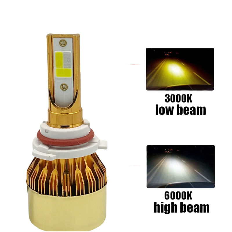 Фабрика прямых продаж трехцветный светодиодный фонарь с подсветкой H11-9005 золотой корпус с тремя огнями