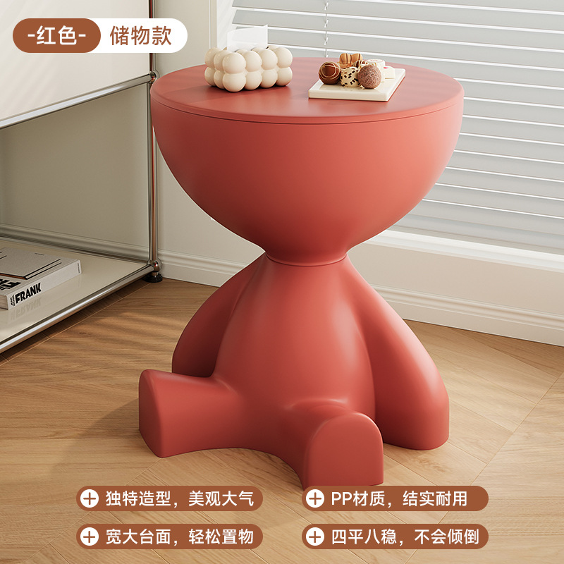 Gabinete lateral de sofá Sala de estar Mini balcón redondo creativo Mesa de centro pequeña móvil Dormitorio nórdico Mesa pequeña junto a la cama Mesa lateral