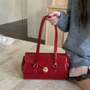 Festive Red Bag for Women 2025 New Texture Bridal Bag Versatile Elegant Handbag Large Capacity Shoulder Wedding Bag