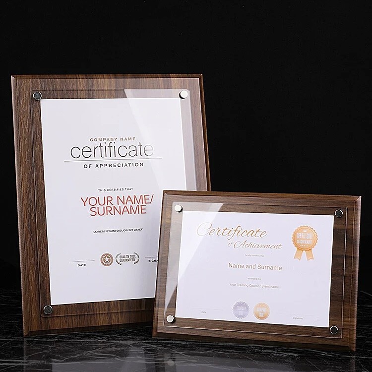 Certificate of Honor Frame Authorization Certificate Frame Solid Wood A4 Transparent Crystal A3 Picture Frame Display Stand for Calligraphy and Painting