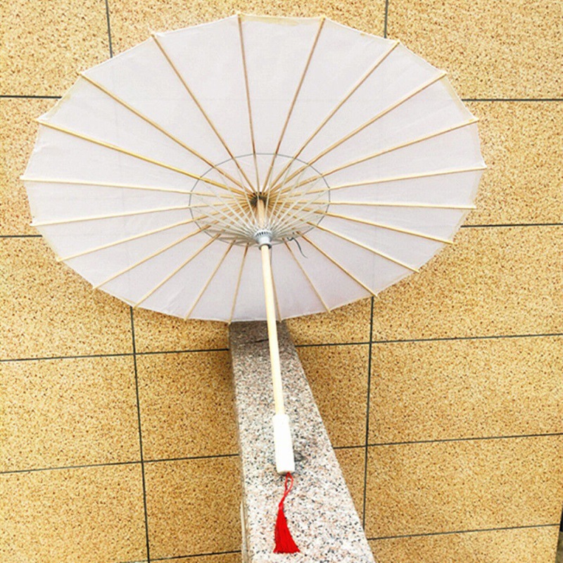(2개) 고대 스타일 오일 종이 우산 낙하산 춤 낙하산 레드 댄스 화이트 페인팅 우산 클래식 술 우산 정지 천장 일반 우산 공장