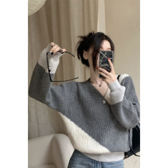 春秋季法式短款慵懒风毛衣女秋冬新款宽松外穿高档针织衫轻奢上衣