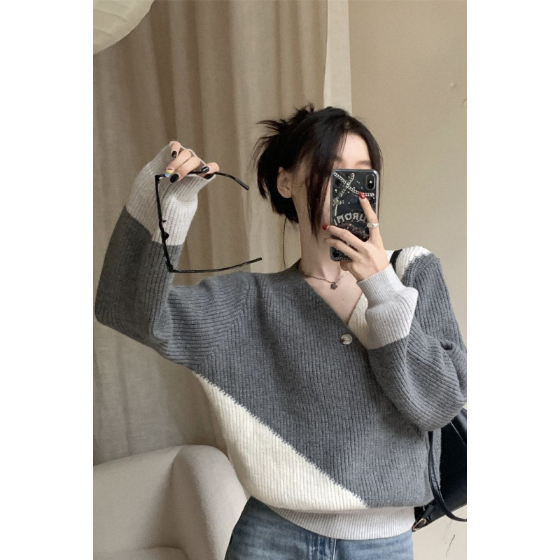 春秋季法式短款慵懒风毛衣女秋冬新款宽松外穿高档针织衫轻奢上衣|undefined