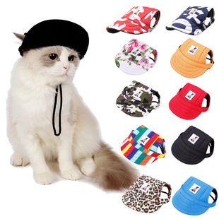 Cross-border factory cloth standard English short Corgi summer dog clothes accessories exposed ears dog hat peaked cap baseball cap