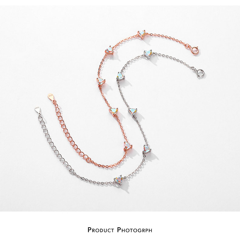 Fashion Heart Shape Silver Plating Inlay Zircon Bracelets 1 Piece