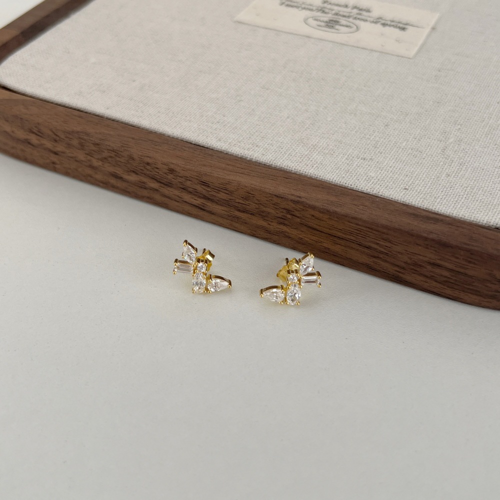 1 Pair Basic Simple Style Commute Butterfly Plating Inlay Sterling Silver Zircon Ear Studs display picture 6