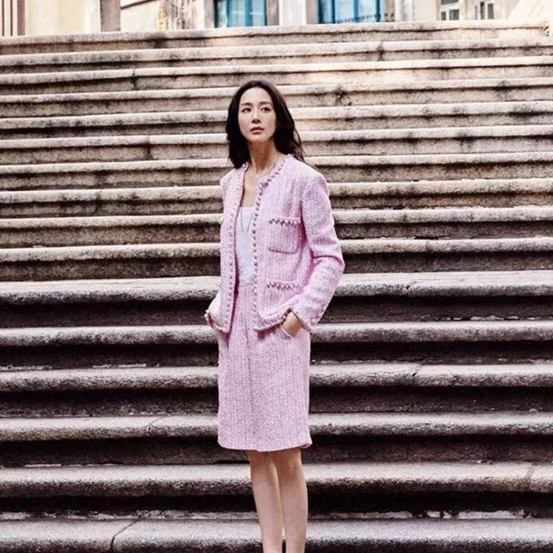 25 Autumn/Winter Xiaoxiangjia Celebrity Style Socialite Elegant Heavy Beaded Tweed Slimming Versatile Smart Short Jacket