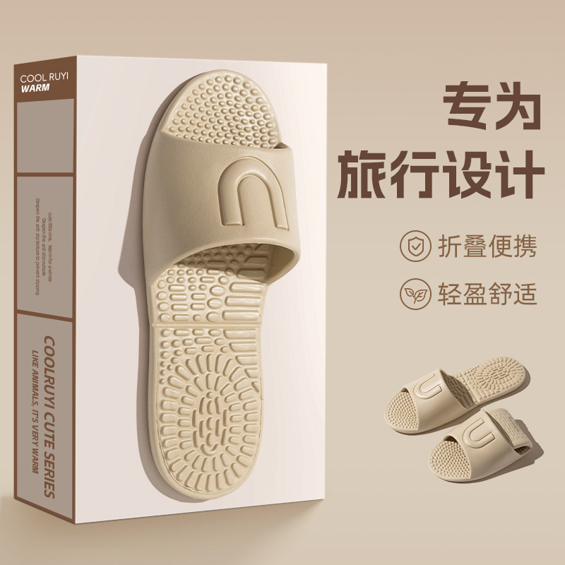 Travel Essential Sandals, New Foldable Slippers, Wear-Resistant and Non-Slip, Portable Sandals for Couples Traveling