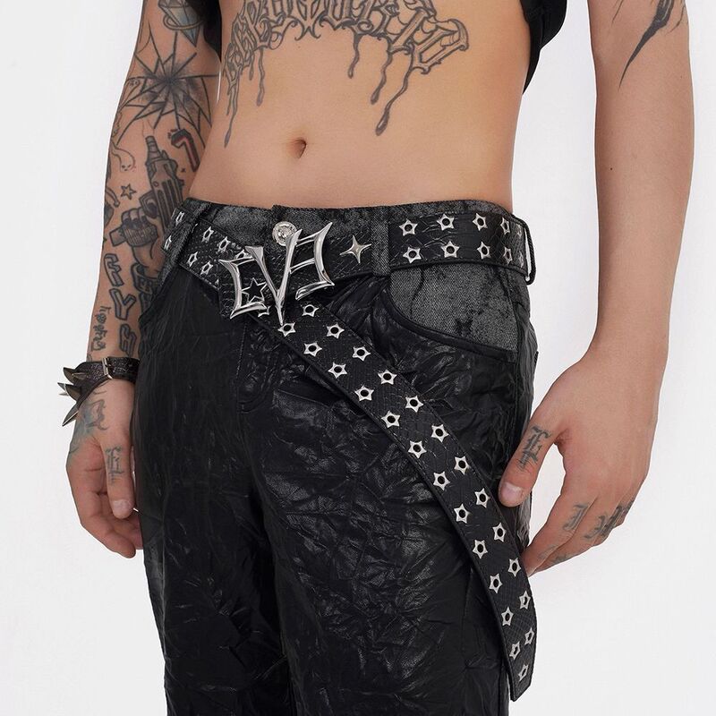 Spicy Punk Heavy-Duty Belt for Men and Women with Rivets, Vintage Y2K Niche Design, Unique Fashion Belt, Wasteland Trend