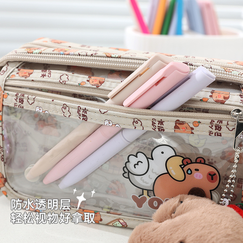 大容量卡皮巴拉笔袋耐脏铅笔袋学生文具ins透明文具袋ins风文具|undefined