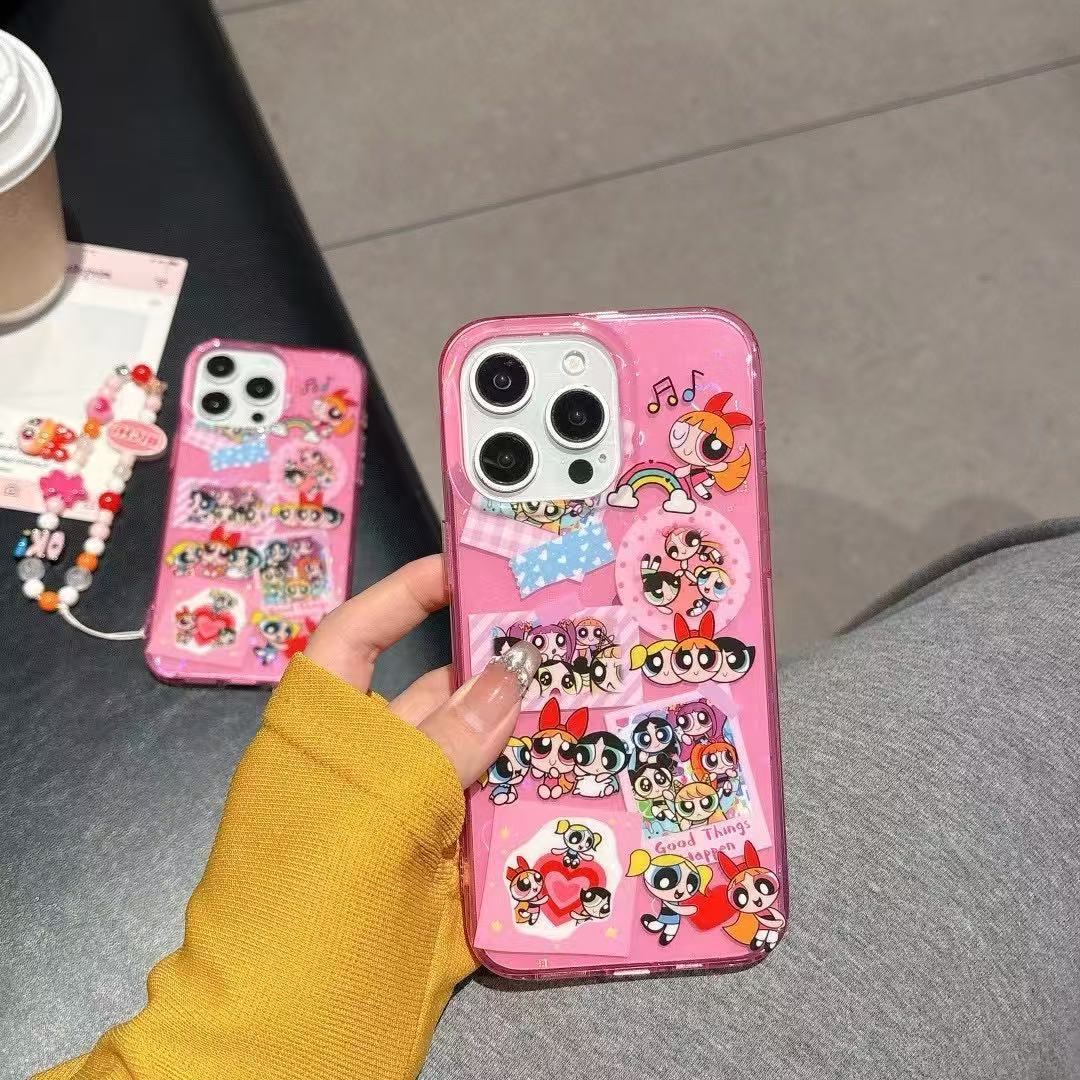 Aurora Love Cartoon Girl Adecuado para iPhone 16 Cadena 15ProMax Funda para teléfono 13 Apple 14 Mujer 16PM