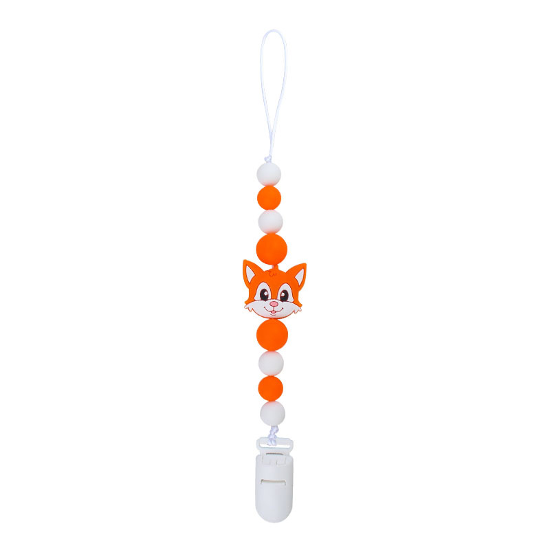 Bebé animal de dibujos animados Fox gato silicona teether dientes de bebé palo de juguete teether pezón cadena anti-caída