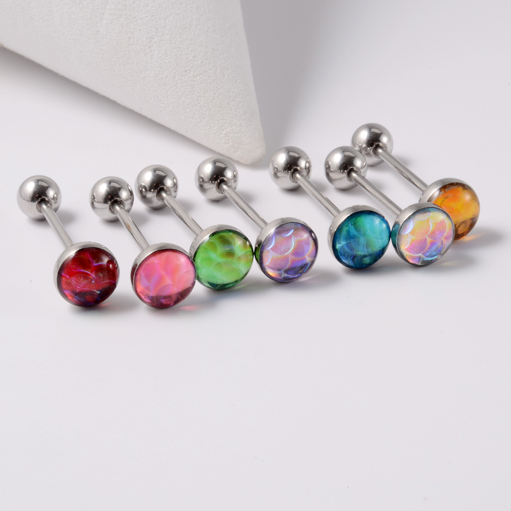 Fashion Round Stainless Steel Polishing Enamel Tongue Nail 1 Piece