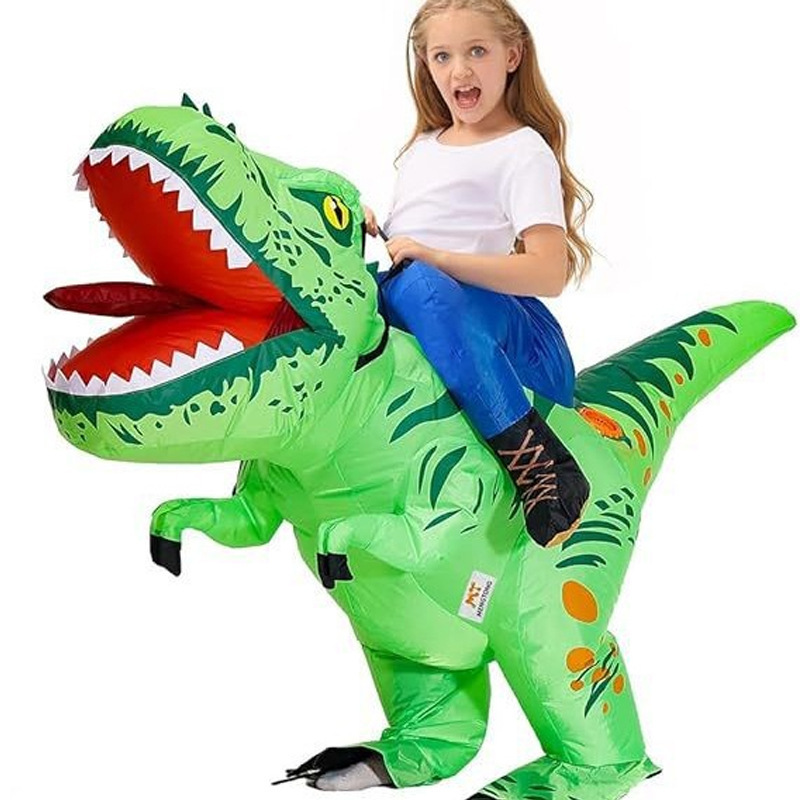 Amazon explosión impresa inflatable T-Rex disfraz Halloween multicolor T-Rex disfraz de fiesta disfraz de muñeca