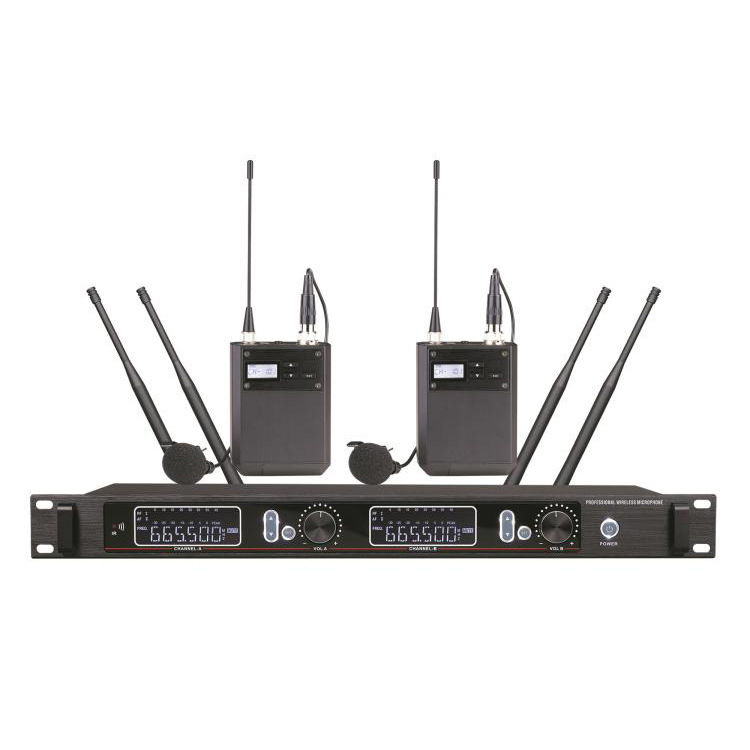 Micrófono inalámbrico de diversidad real profesional un arrastre dos collar clip micrófono canto en casa micrófono inalámbrico profesional rendimiento Conferencia