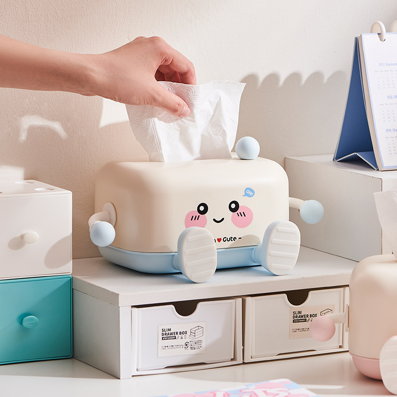 漫画かわいいティッシュボックスリビングルームナプキンボックス 3D 小さな足と手デスクトップコーヒーテーブル収納かわいいティッシュボックス|undefined