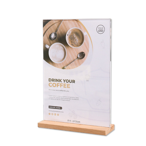 Transparent acrylic table card zebrawood table sign desk price menu wooden wine stand display stand pull-out table plaque