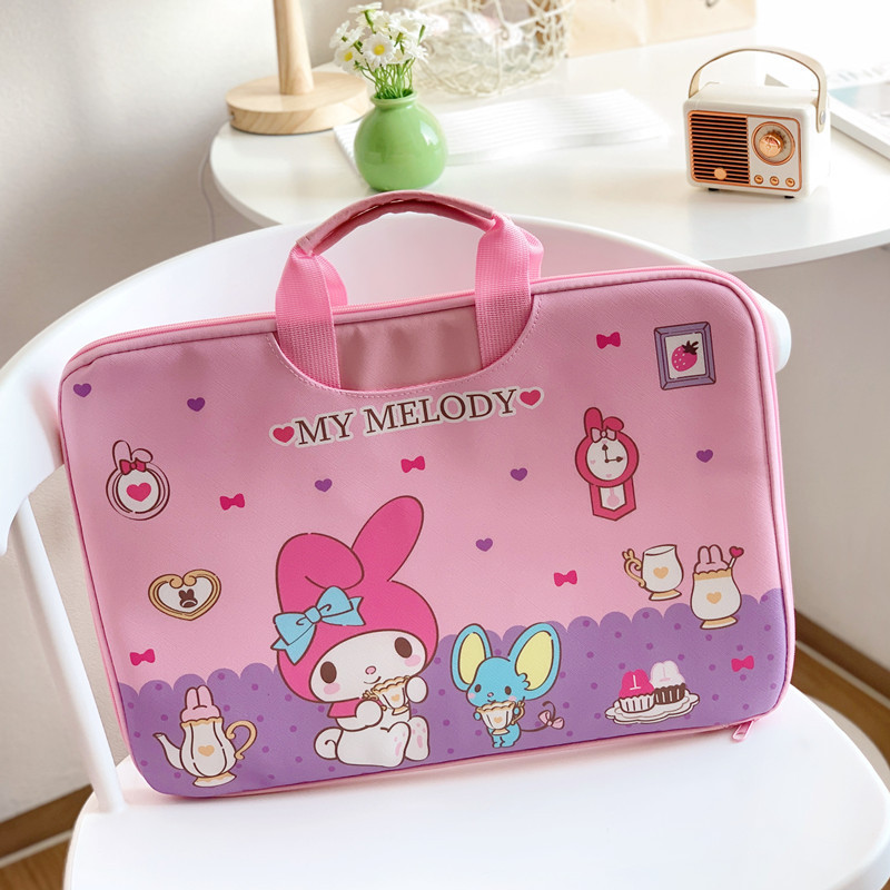 Bolso de computadora portátil de 16 pulgadas de gran tamaño, bolso de tableta iPad de dibujos animados, maletín de maleta enchufable