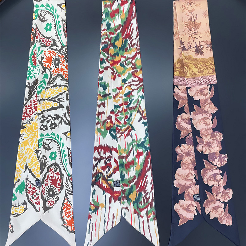 European And American New Double-sided Graffiti Floral Silk Scarf display picture 12