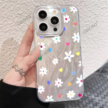小清新彩色爱心花朵iPhone air手机壳苹果17镭射羽纱16plus防撞壳