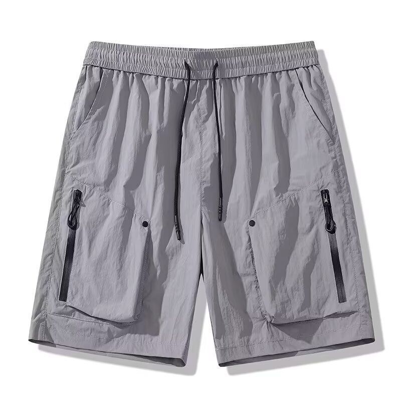Summer Plus Size Men's Ice Silk Cargo Loose Five-Point Shorts Trendy Spliced Quick-Dry Sports Shorts Pants
