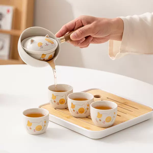 Kung Fu Tea Set Tea Brewing Device for Home Use, Portable Travel Teapot, Gift with Logo, Portable for Travel