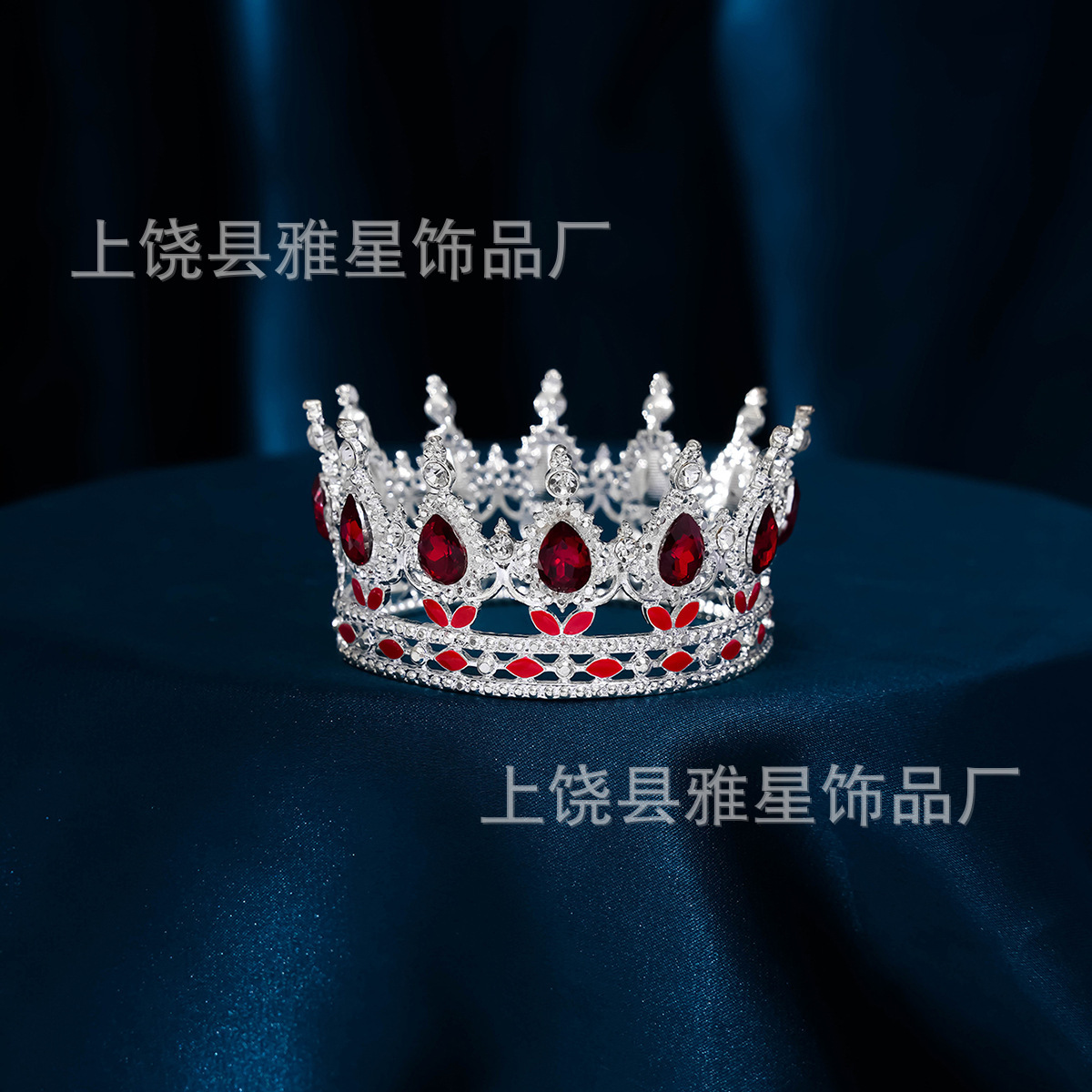 水钻饰品蛋糕小皇冠红色成人生日派对合金王冠公主婚纱发饰新娘头