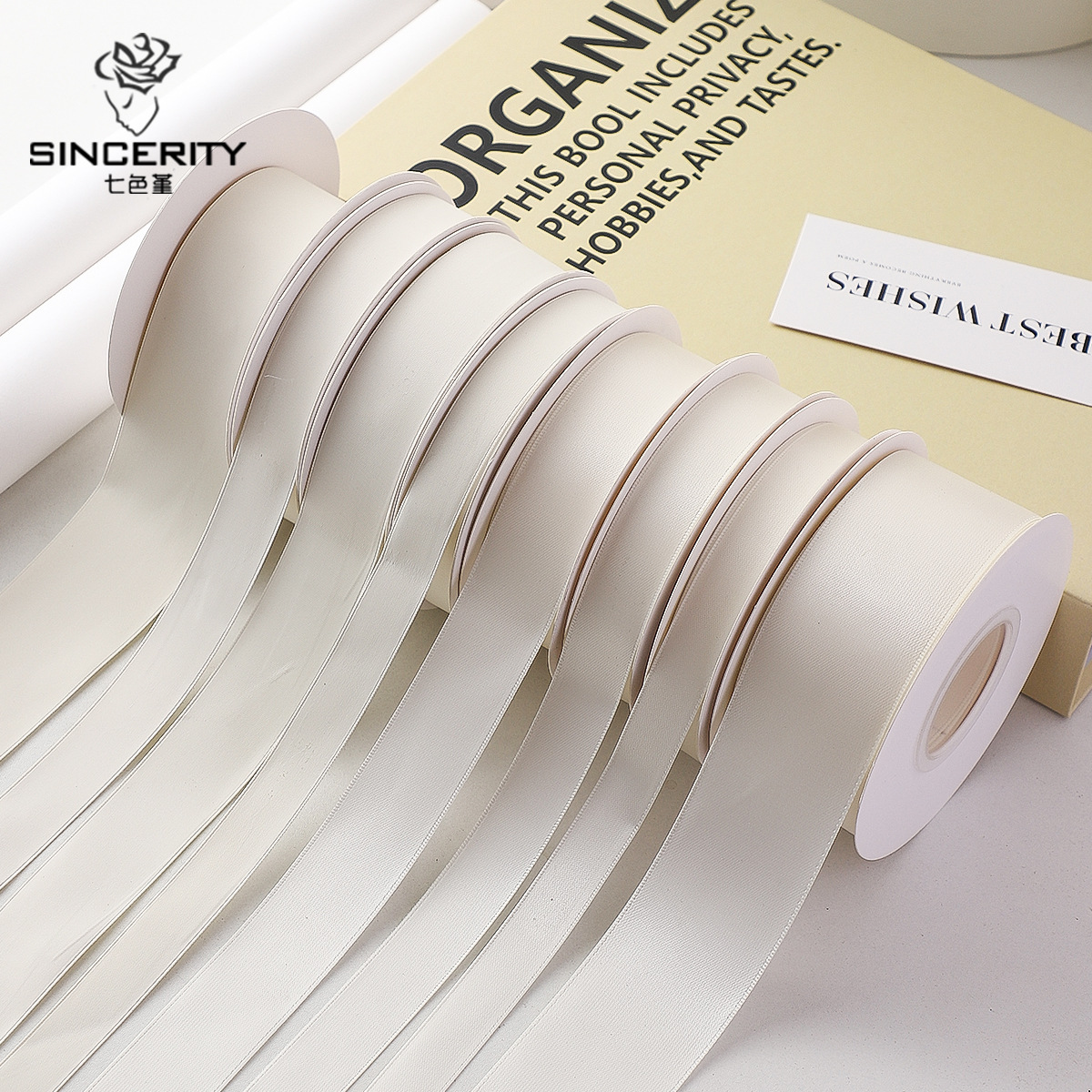 Siete colores cordier arroz blanco serie de alta calidad ramo de flores de cinta de color sólido cinta de regalo embalaje florista decoración