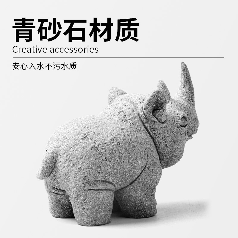 Pecera Arenisca azul Arenisca Dibujos animados Decoración de paisaje de bonsai de león Hippo Decoración de micropaisaje Tallado a prueba de piedra