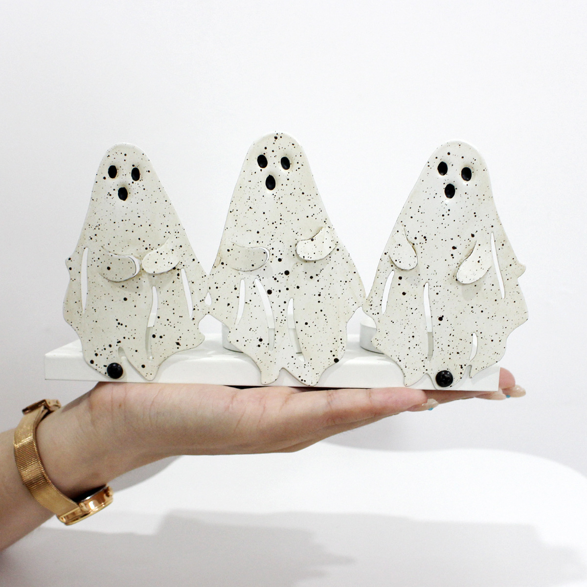  dedicated to ghost candlestick iron ornaments Halloween decorations ghost festival atmosphere candlestick home desktop ornaments