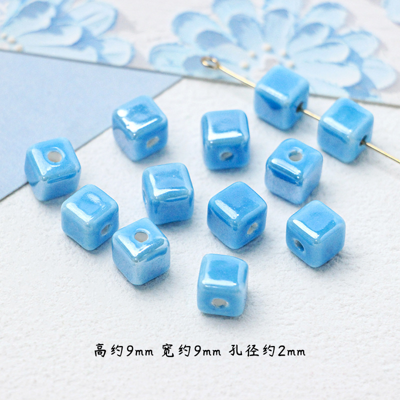 【小清新系】日系セラミックブルーシリーズ散珠DIY手作りビーズネックレスブレスレット隔珠材料|undefined