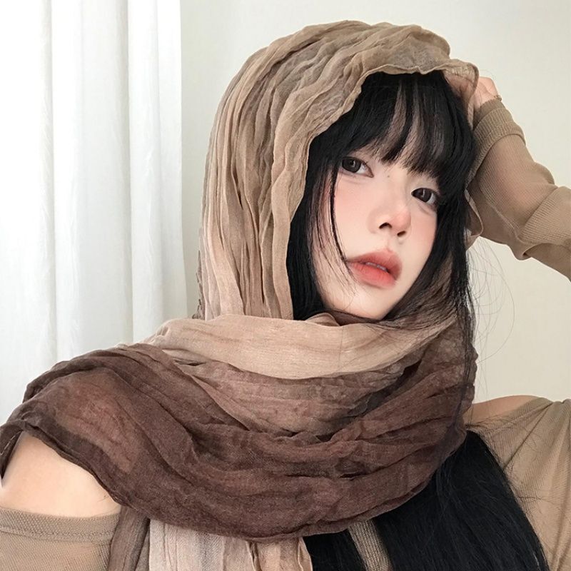 Ethnic Style Scarf, Wasteland Style Linen Pleated Gradient Headscarf, Desert Silk Scarf, Concave Shape, Sexy Scarf, Shawl Trend Ethnic Style Scarf, Wasteland Style Linen Pleated Gradient Headscarf, Desert Silk Scarf, Concave Shape, Sexy Scarf, Shawl Trend