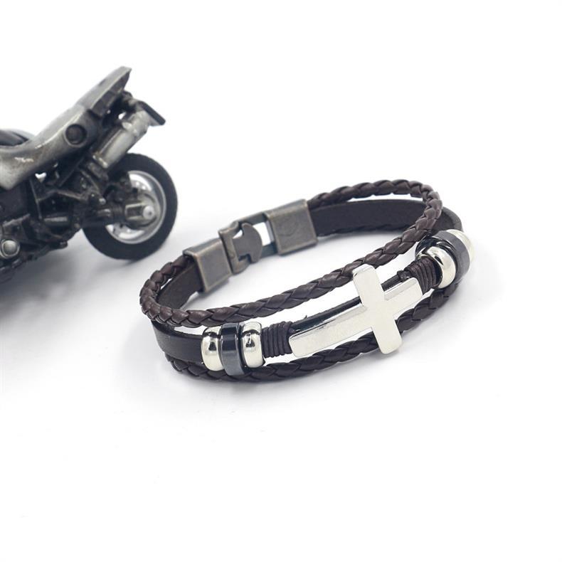 Hiphop Kruis Kunstleer Legering Unisex Armband display picture 4