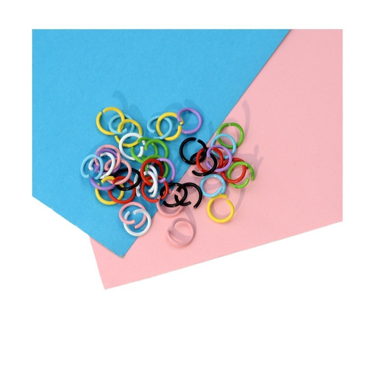 diy paint color open ring metal connection ring handmade single ring bracelet necklace candy color keychain material