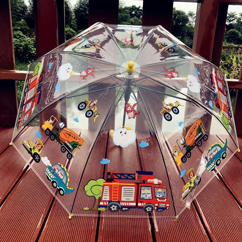 消防车工程队透明儿童雨伞幼儿园创意可爱卡通宝宝学生其它塑料无