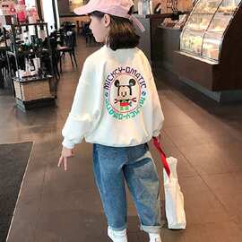 童装女童卫衣2025春秋装新款中大童宽松卡通女孩可爱图案无帽卫衣