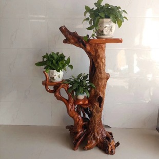 Root carving flower stand tree root antique root carving solid wood root decoration bonsai base wooden flower art antique shelf tree pile