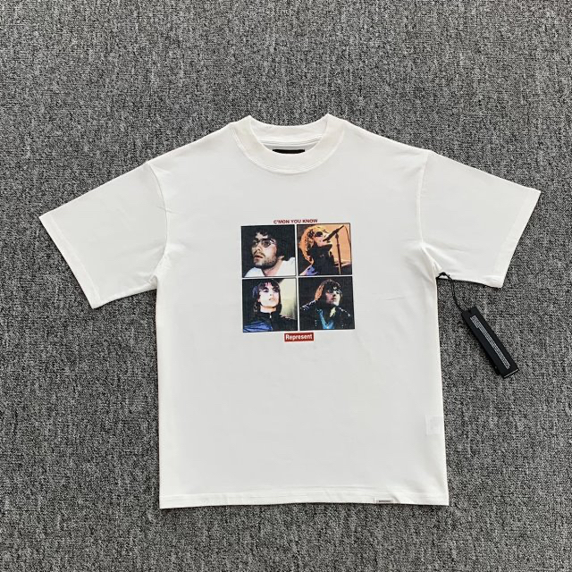 Represent Beatles Four-Square Short-Sleeved T-Shirt for Men and Women, Straight Split Singer Band Intage