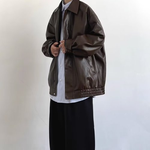 American Retro Leather Jacket for Men - Spring and Autumn Season - High-Grade, Cool, Trendy, Casual Loose PU Collar Jacket